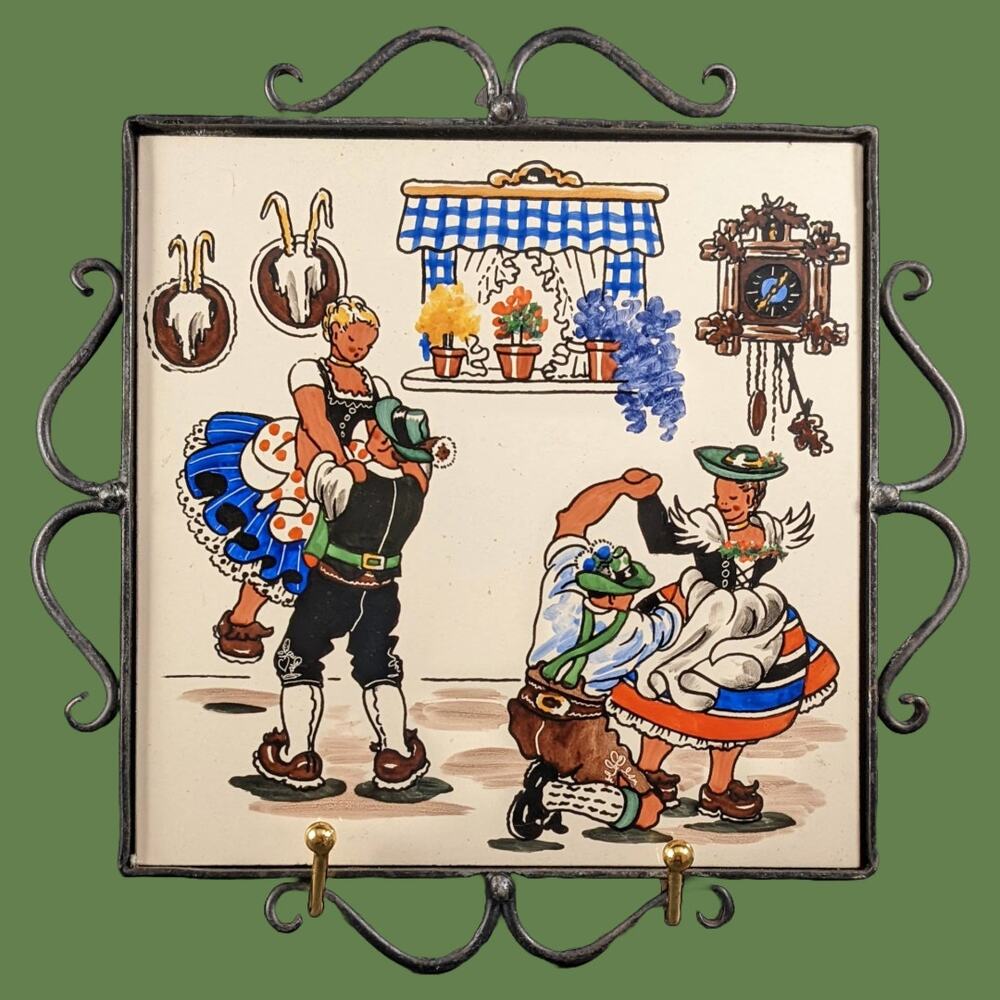 Vintage 1960s German Trivet Featuring Dancing Couples